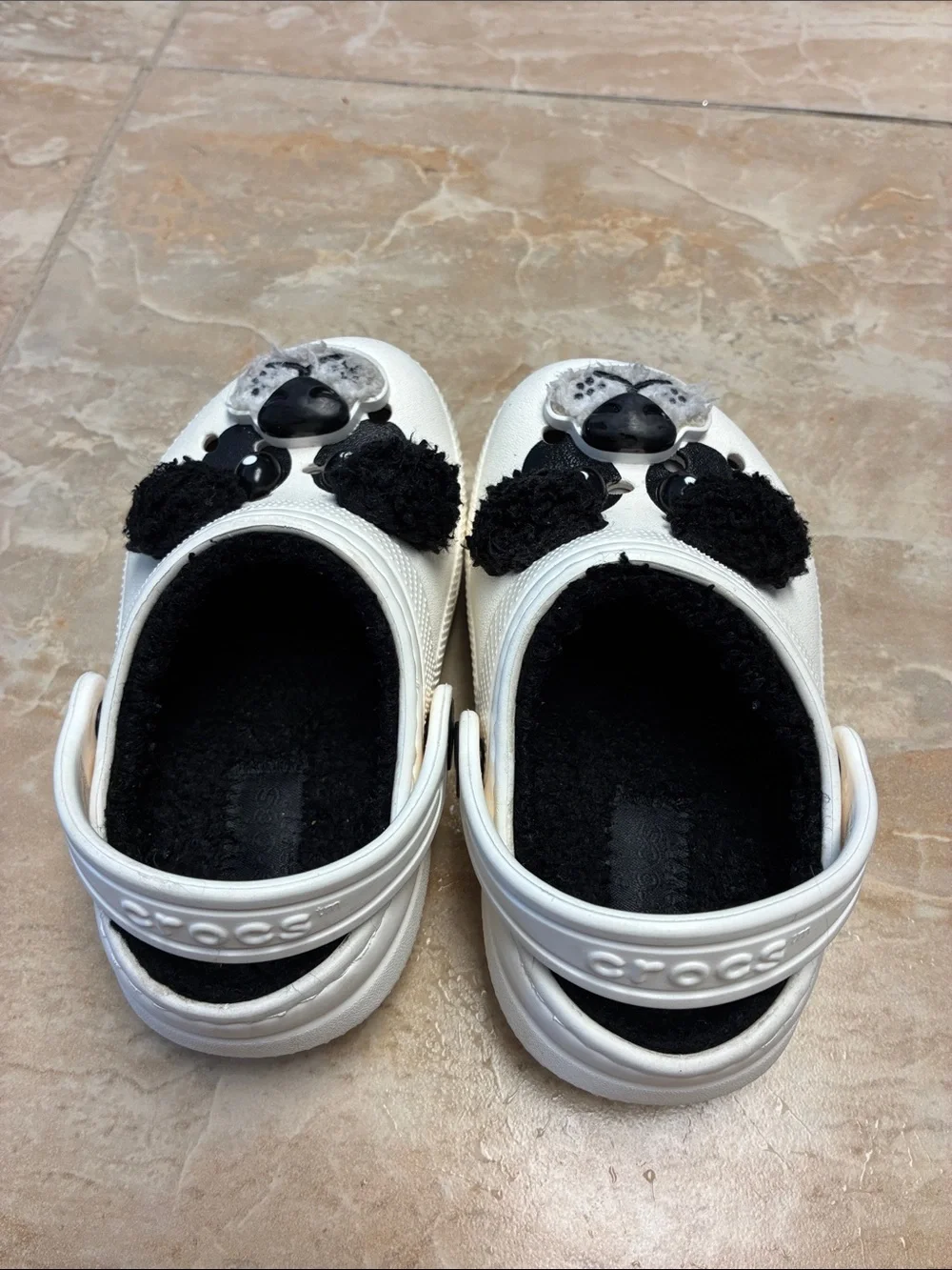 Toddler size 7 CROCS Clogs White Panda Shoes